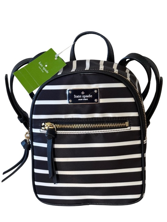 kate spade Handbags - Kate Spade Wilson Road French Stripe Mini Bradley Backpack Black White Nylon Bag